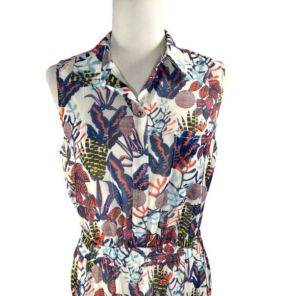 Grey Jason Wu Sz 8 Multicolor Floral Print Sleeveless Midi Dress Asymmetrical - Picture 3 of 13